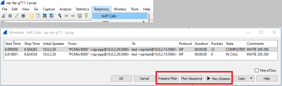 how to use wireshark to test voip